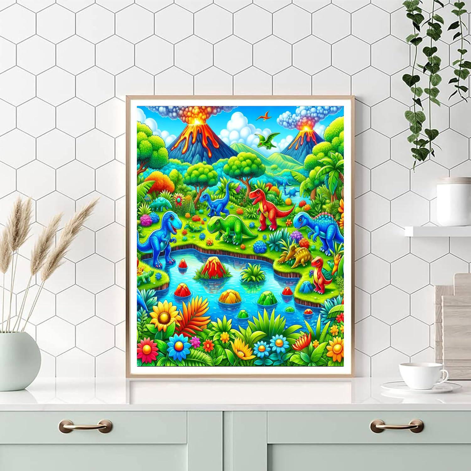 Whimsical Dinosaur Land Paint By Color