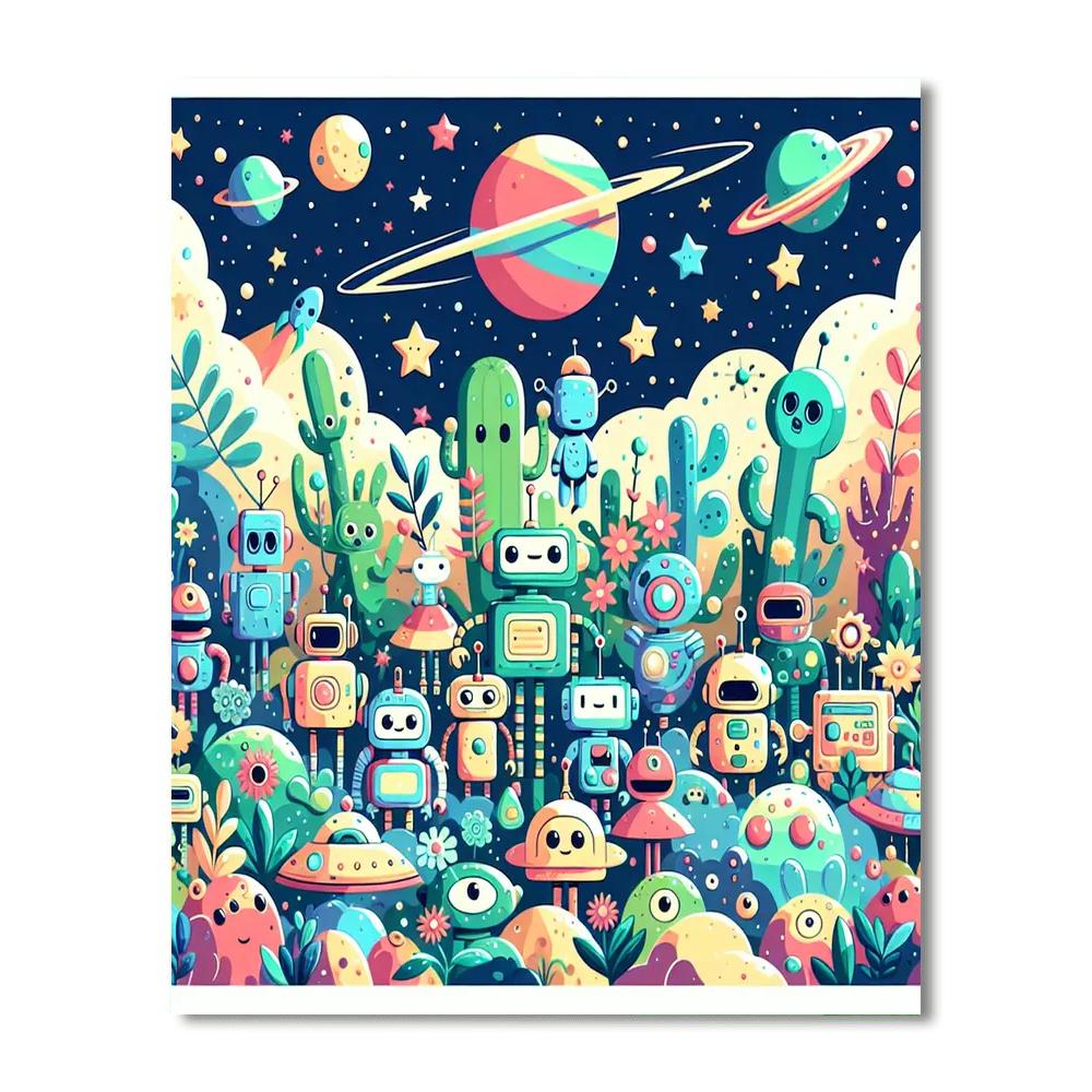 Joyful Robot Explorers Numbered Painting Kits