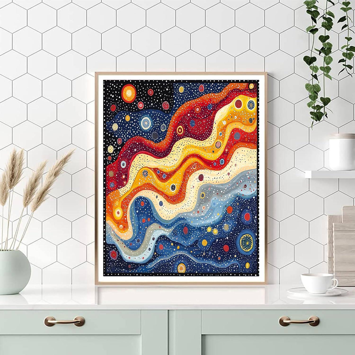 Yayoi Kusama Inspired Celestial Waves  Number Painting