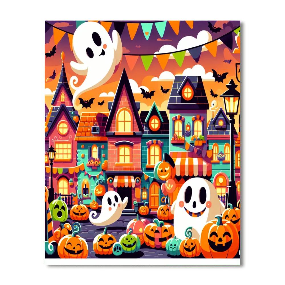 Spooky Halloween Town Number Painting