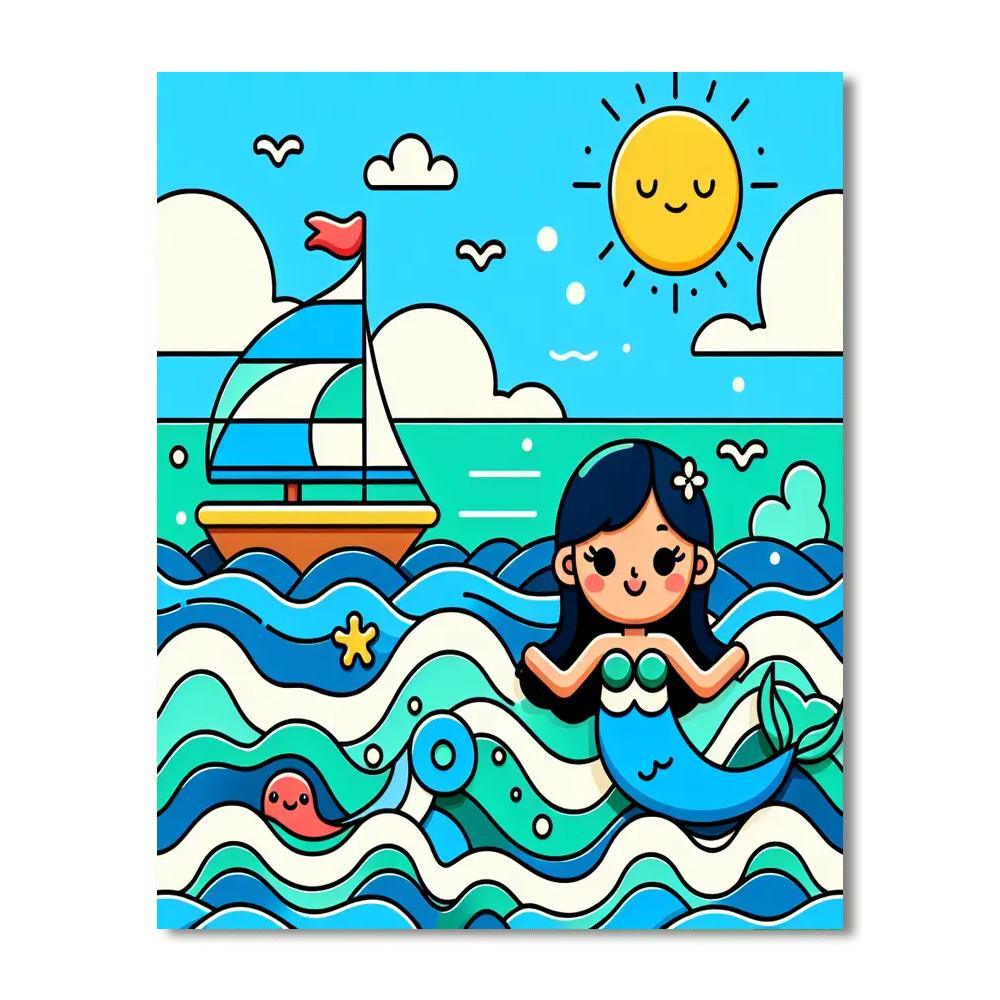 Sailing Adventure With Mermaids Paint By Numbers Art