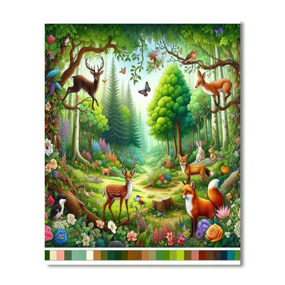 Forest Creatures Delight Painting Number Kit