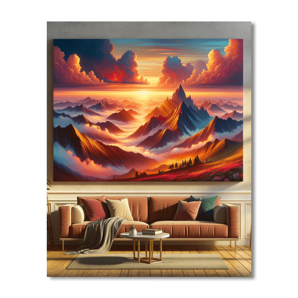 Morning Mountain Glow Paint By Color
