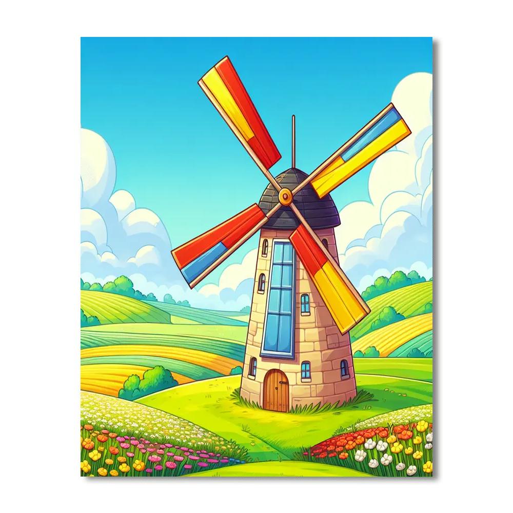 Whirling Windmill Paint By Numbers Art