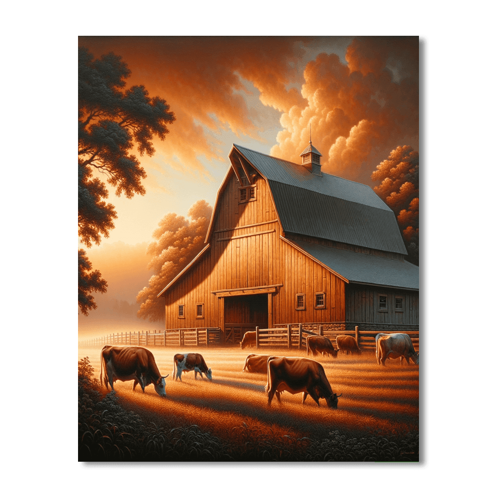 Rustic Barnyard Morning Painting Number Kit