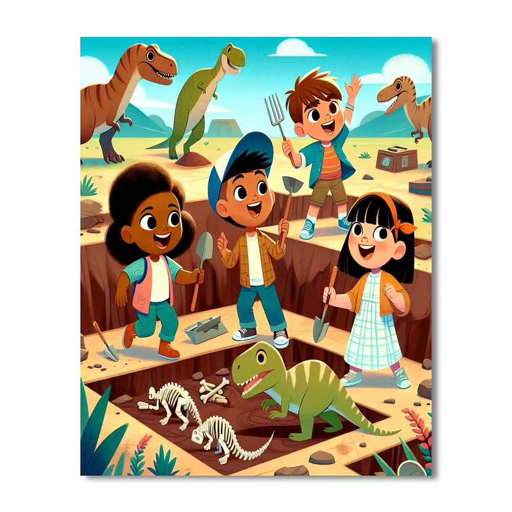 Dinosaur Excavation Expedition DIY Paint By Numbers