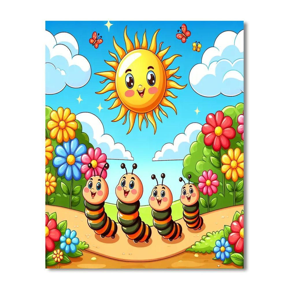 Cheery Caterpillar Parade Paint By Number