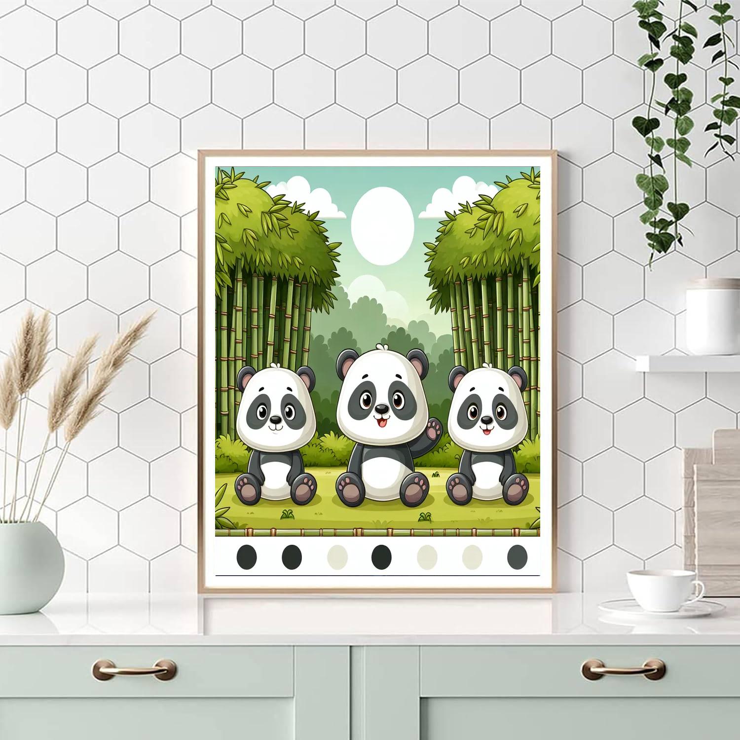 Playful Panda Playdate Paint By Numbers Art