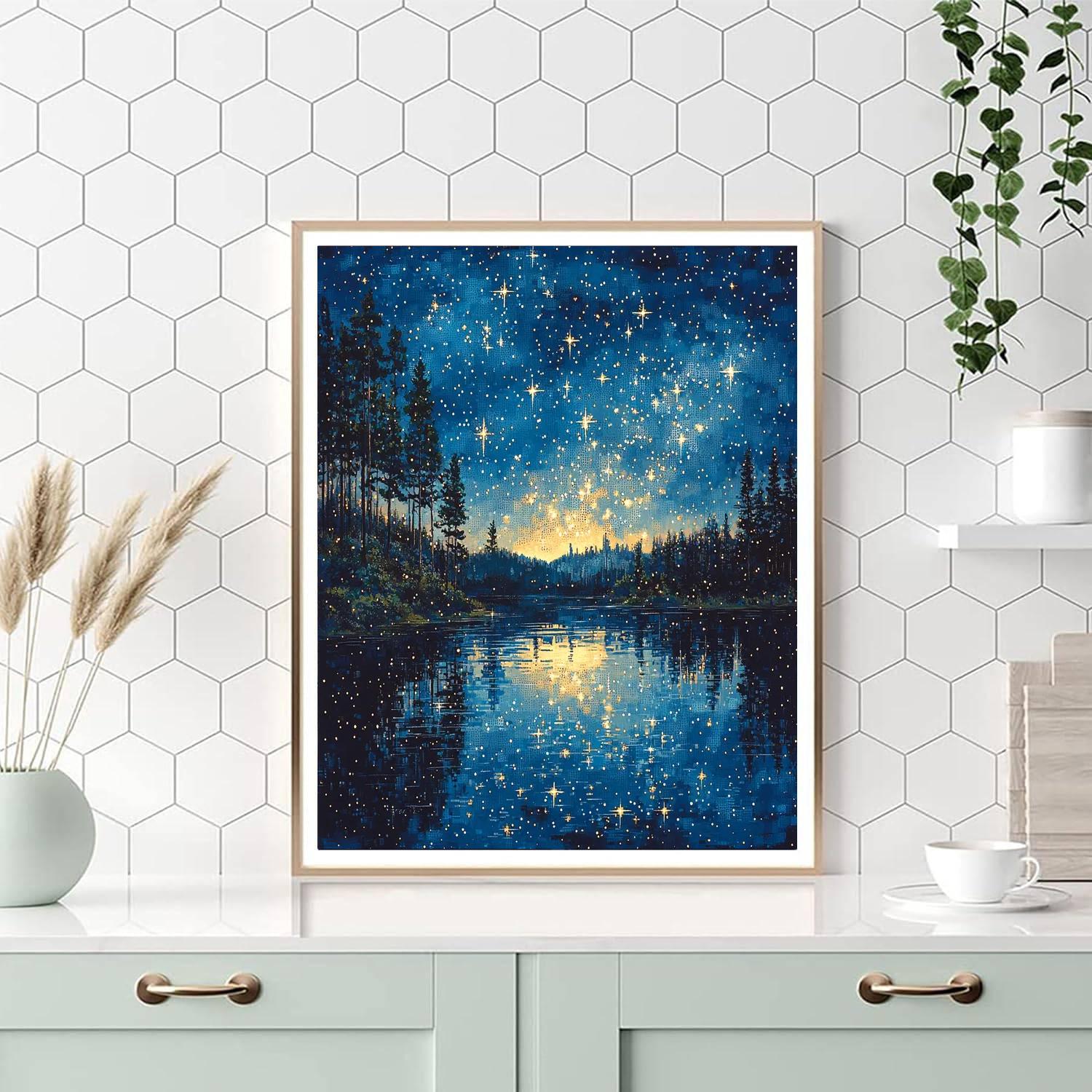 Georges Seurat Inspired Echoes Of The Celestial Night  Paint By Numbers Art