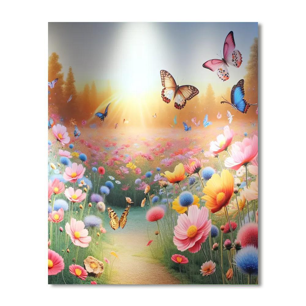 Rainbow Butterfly Meadow Paint By Numbers Art