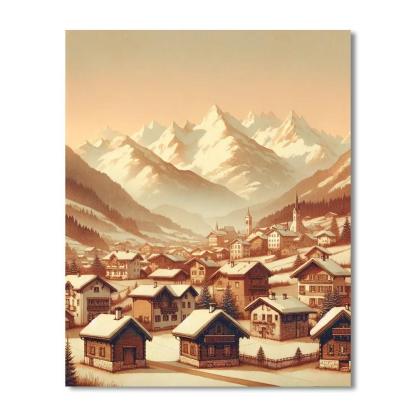 Calm Alpine Village Paint By Number