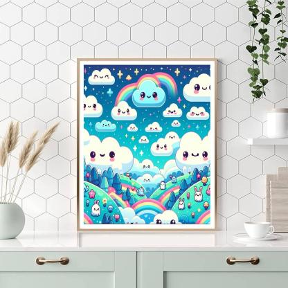 Whimsical Cloud Dreamland Number Painting