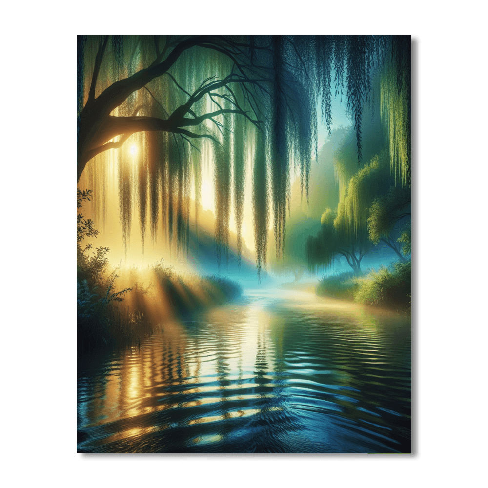 Serene Riverbank Escape Number Painting