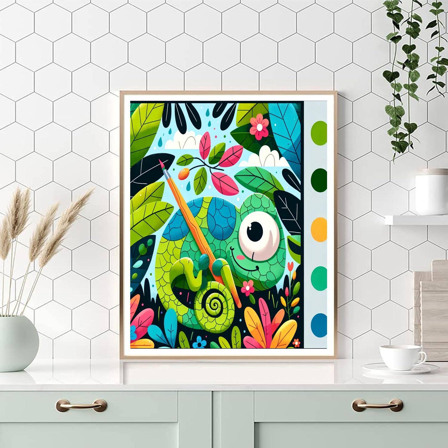 Giggles The Chameleon DIY Paint By Numbers