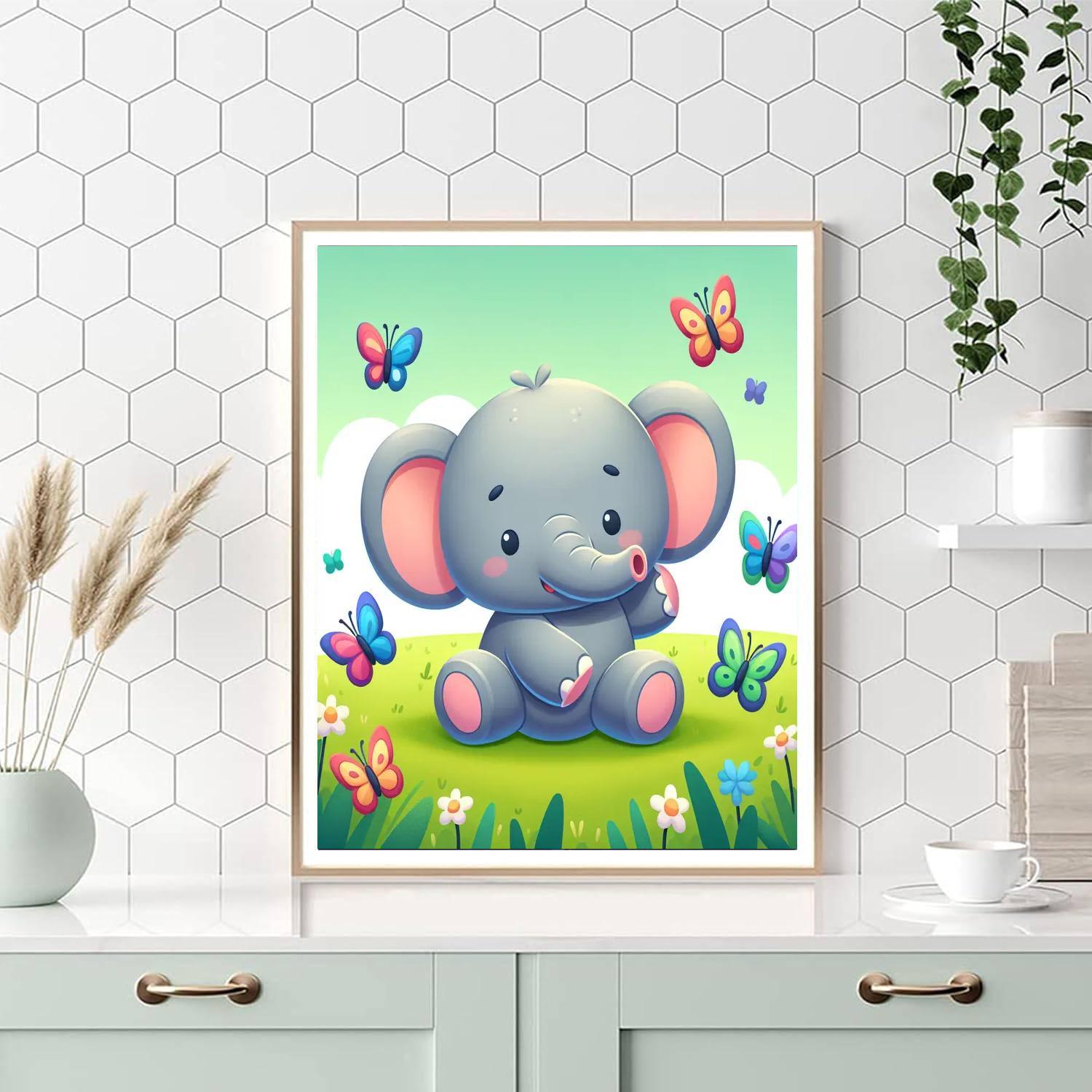 Cuddly Baby Elephant Painting By Numbers Kit