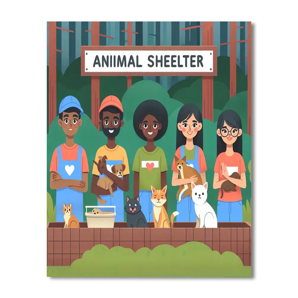 Caring Forest Animal Shelter Painting Number Kit