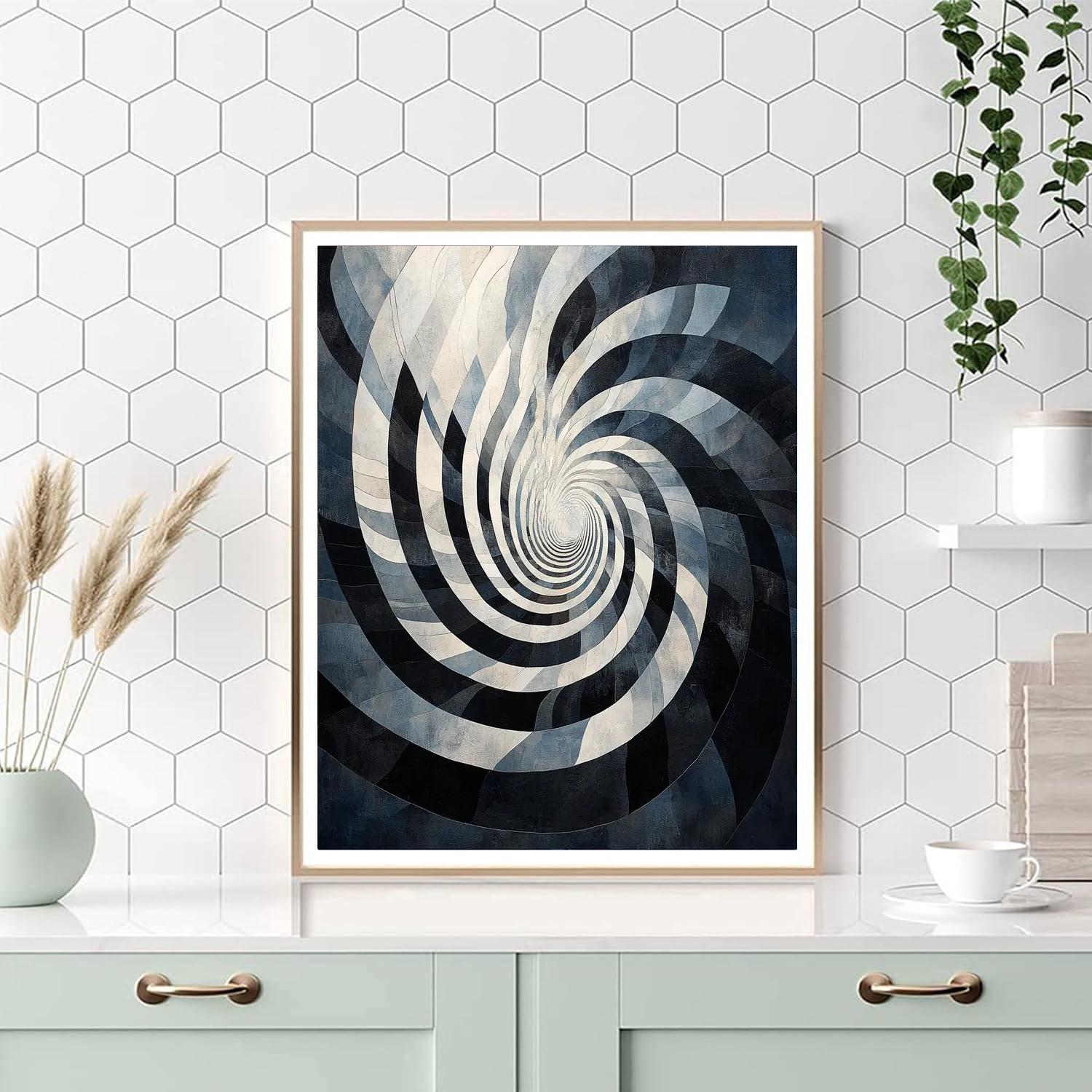 M.C. Escher Inspired Monochrome Vortex  Numbered Painting Kits