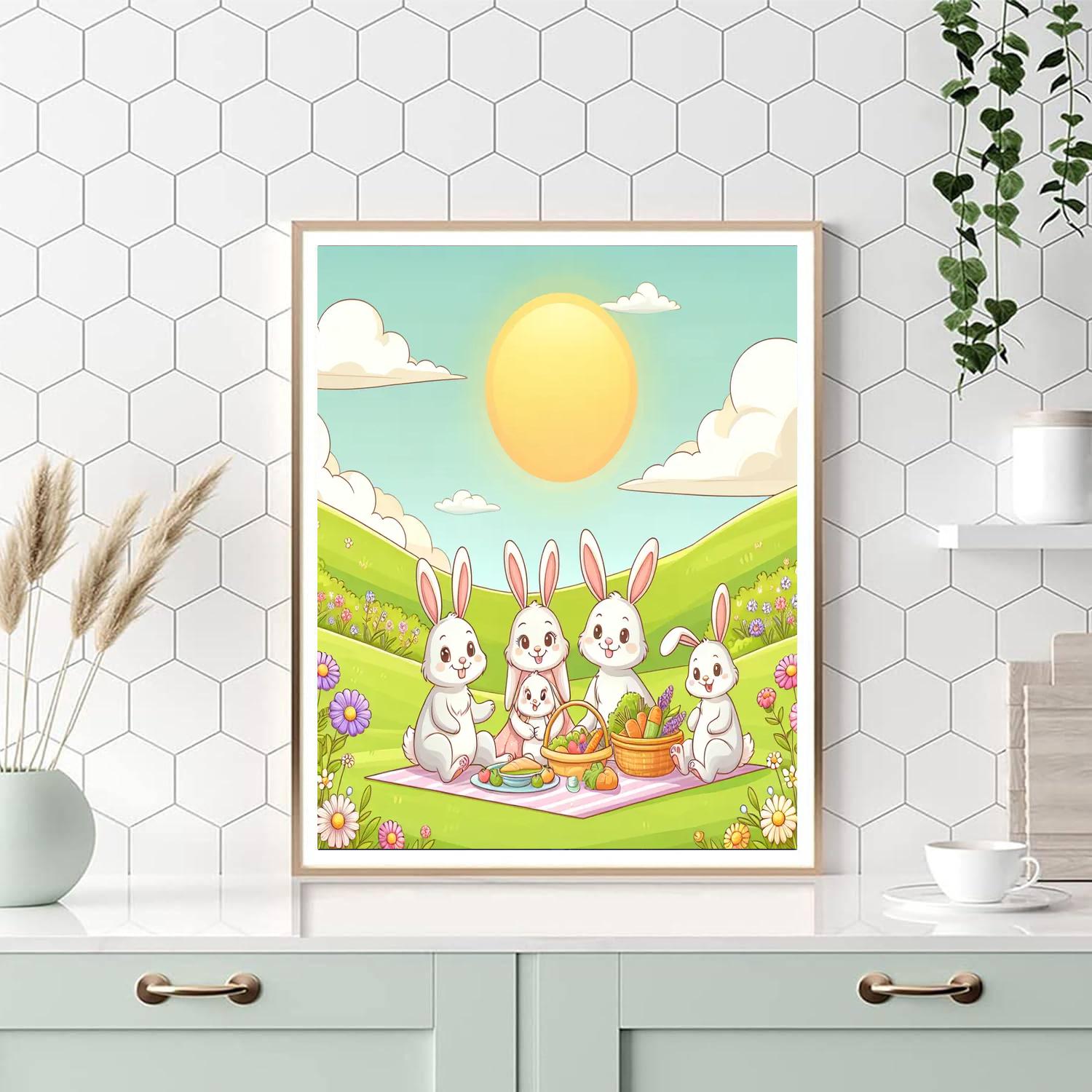 Playful Bunny Family Paint By Numbers Art