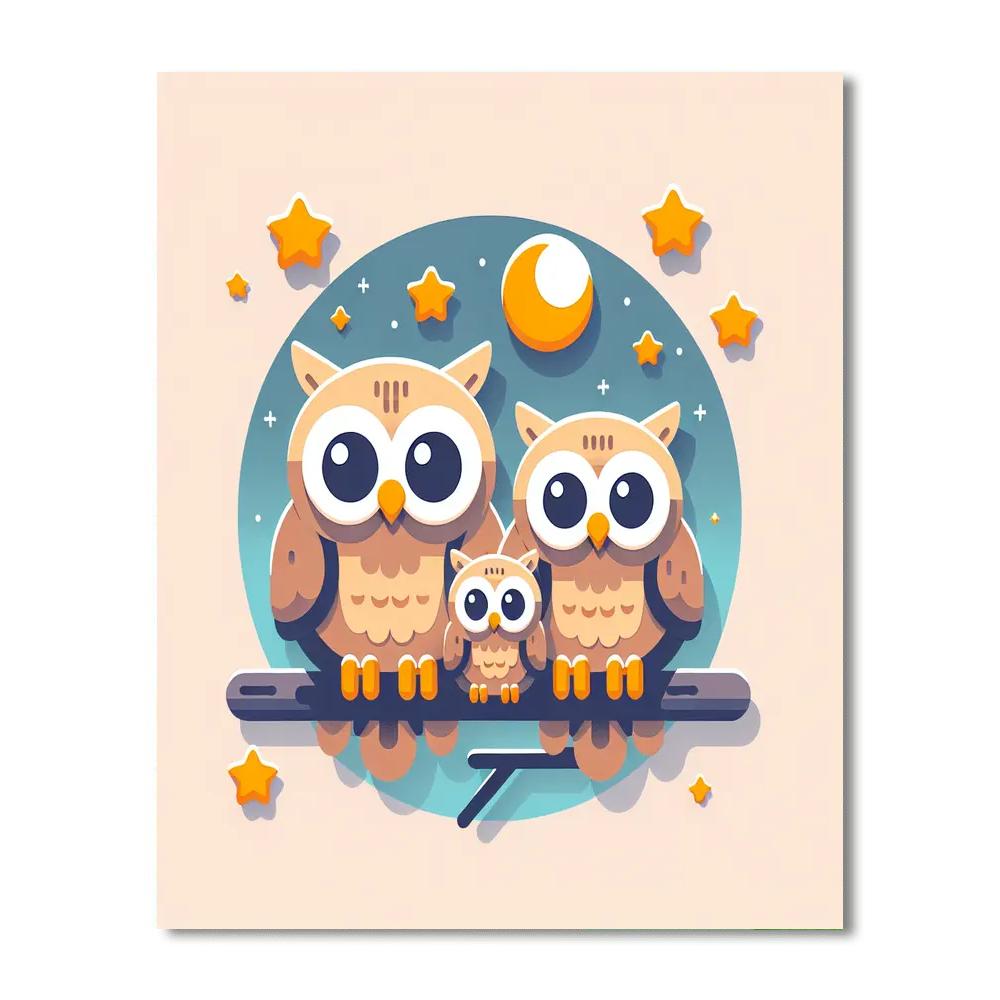 Friendly Owl Family Paint By Numbers Kits