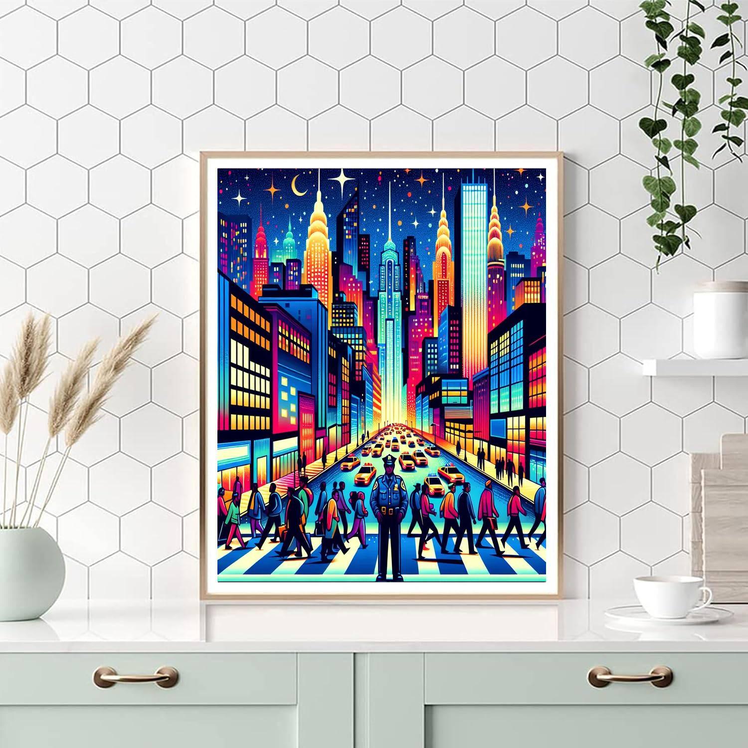 Vibrant City Nightscape Numbered Painting Kits