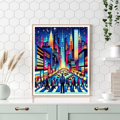 Vibrant City Nightscape Numbered Painting Kits