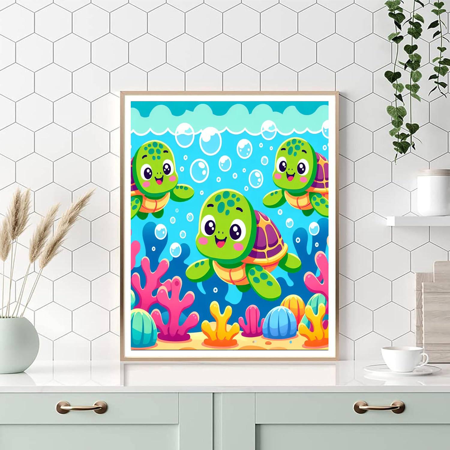 Underwater Adventure Turtles Numbered Painting Kits