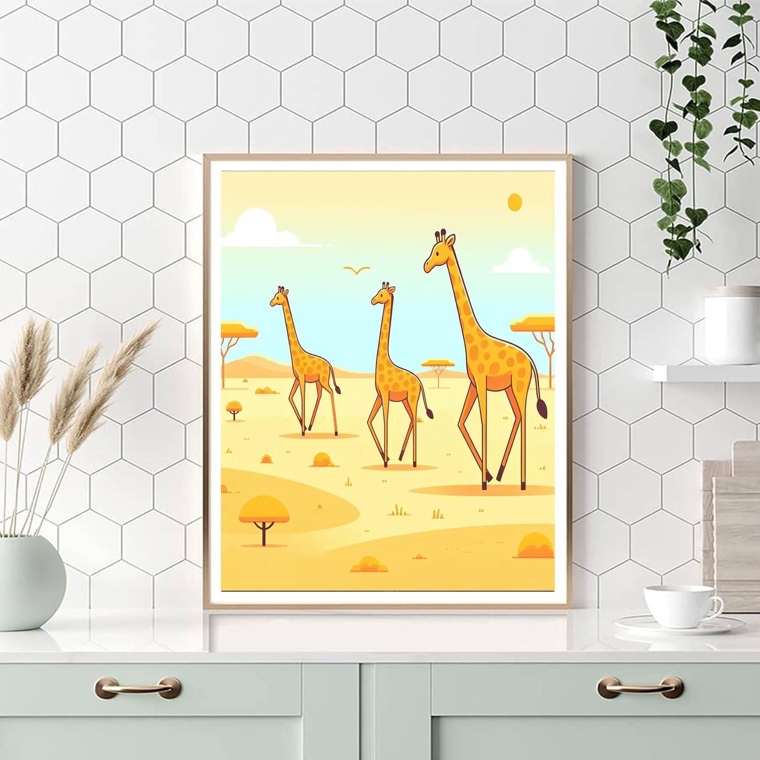 Gentle Giraffe Journey Paint By Numbers Art