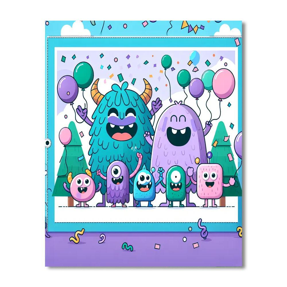 Friendly Monster Parade Paint By Numbers Art
