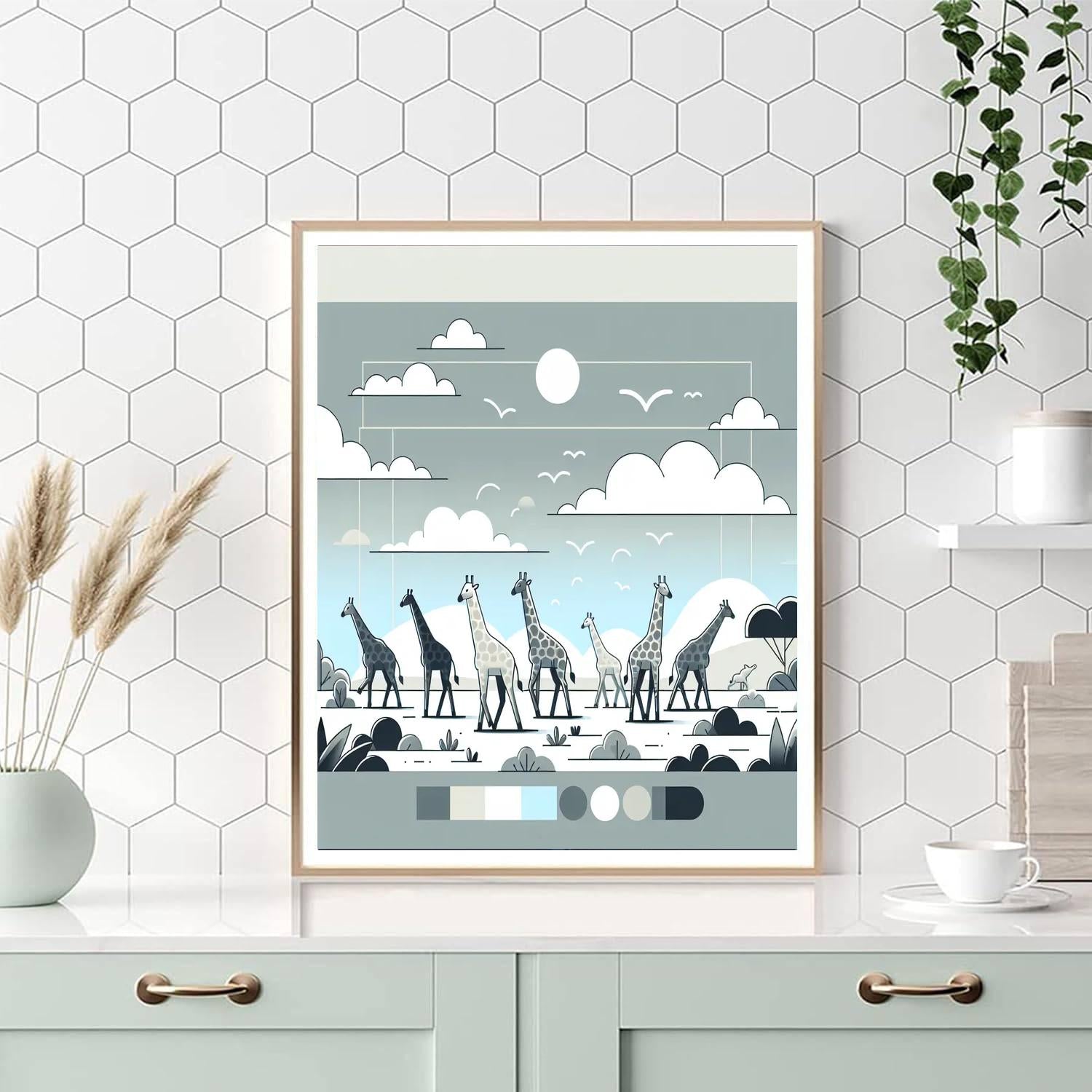 Gentle Giraffe Stroll Paint By Numbers Art