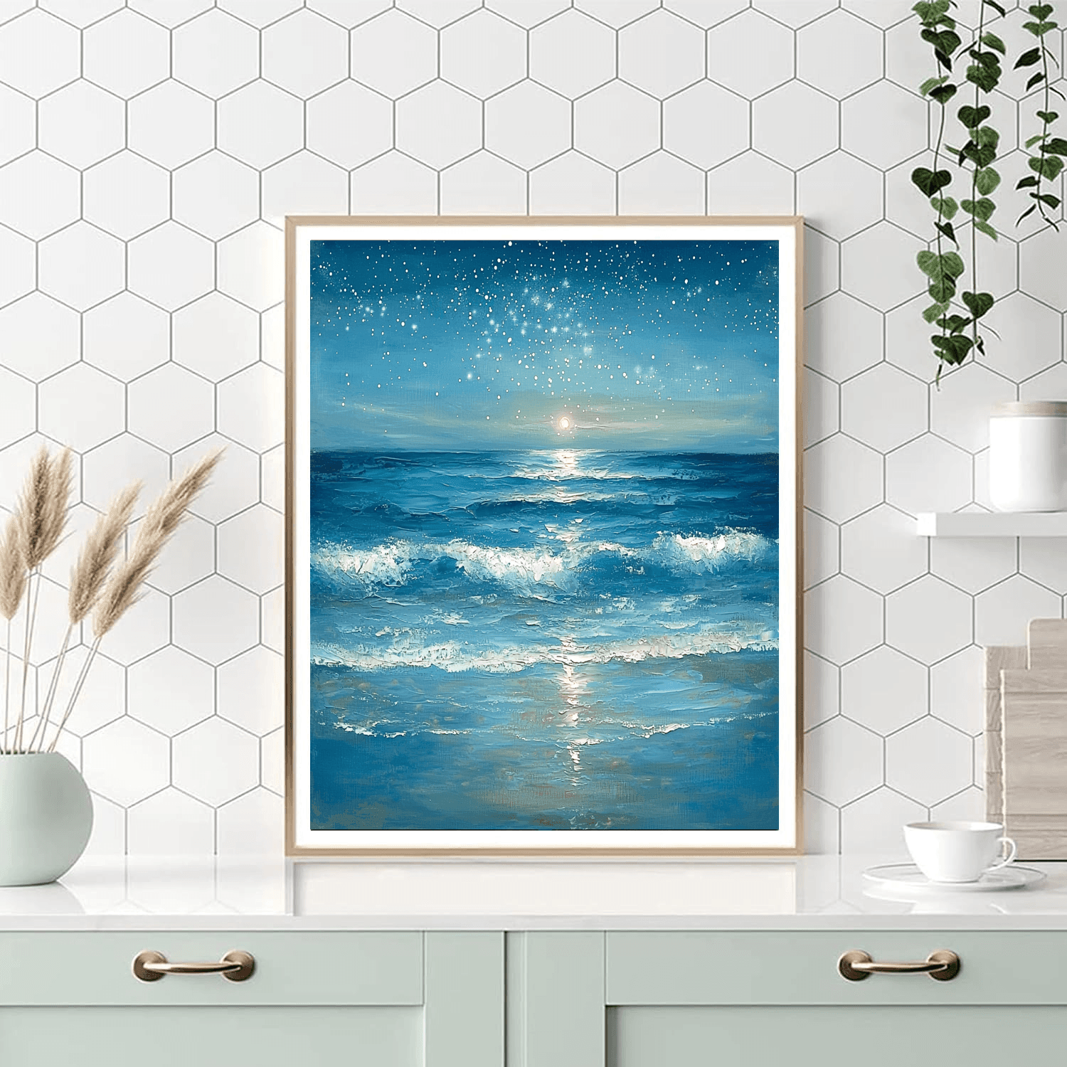 Claude Monet Inspired Starlit Ocean  Paint By Numbers Art