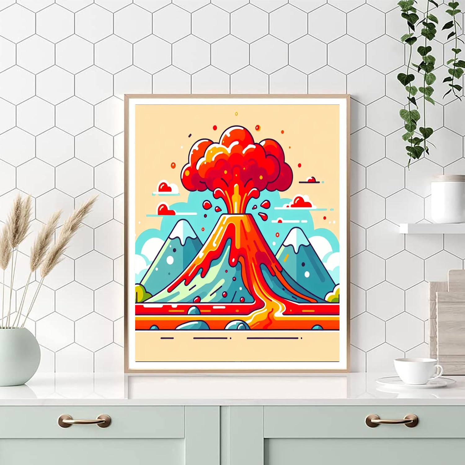 Fiery Volcano Venture Paint By Numbers Art