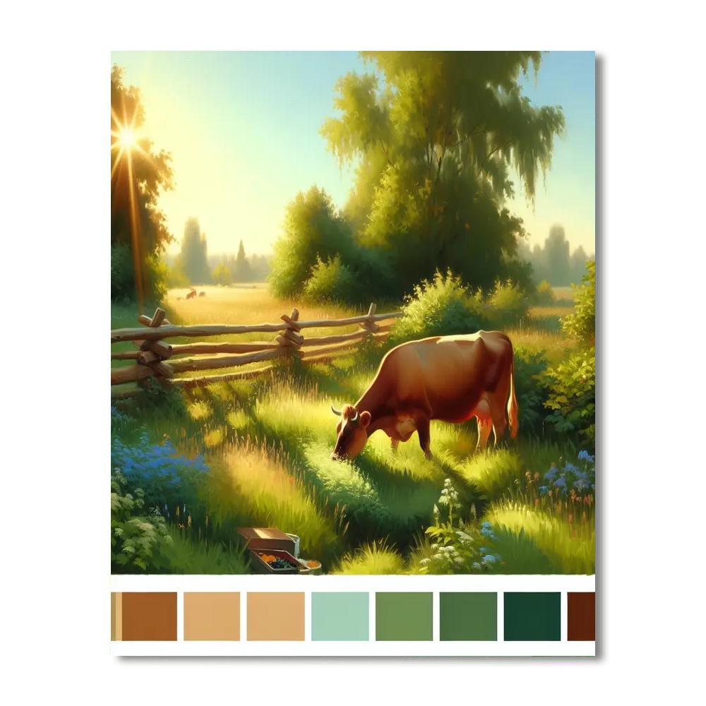 Cow's Pastoral Serenity Number Painting