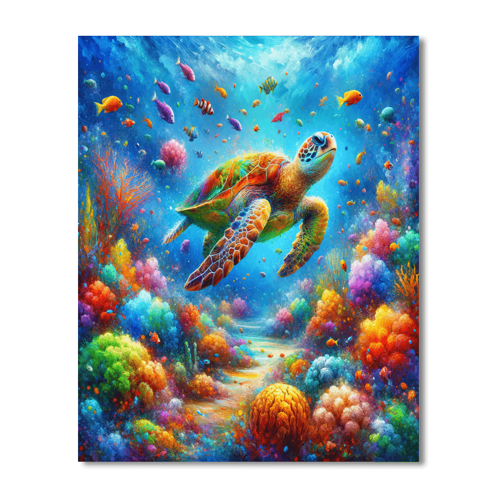 Colorful Sea Turtle Journey Numbered Painting Kits