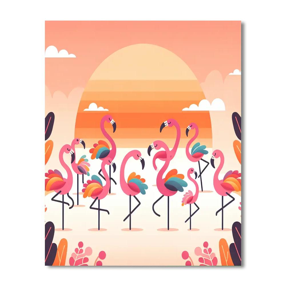 Festive Flamingo Fiesta Number Painting
