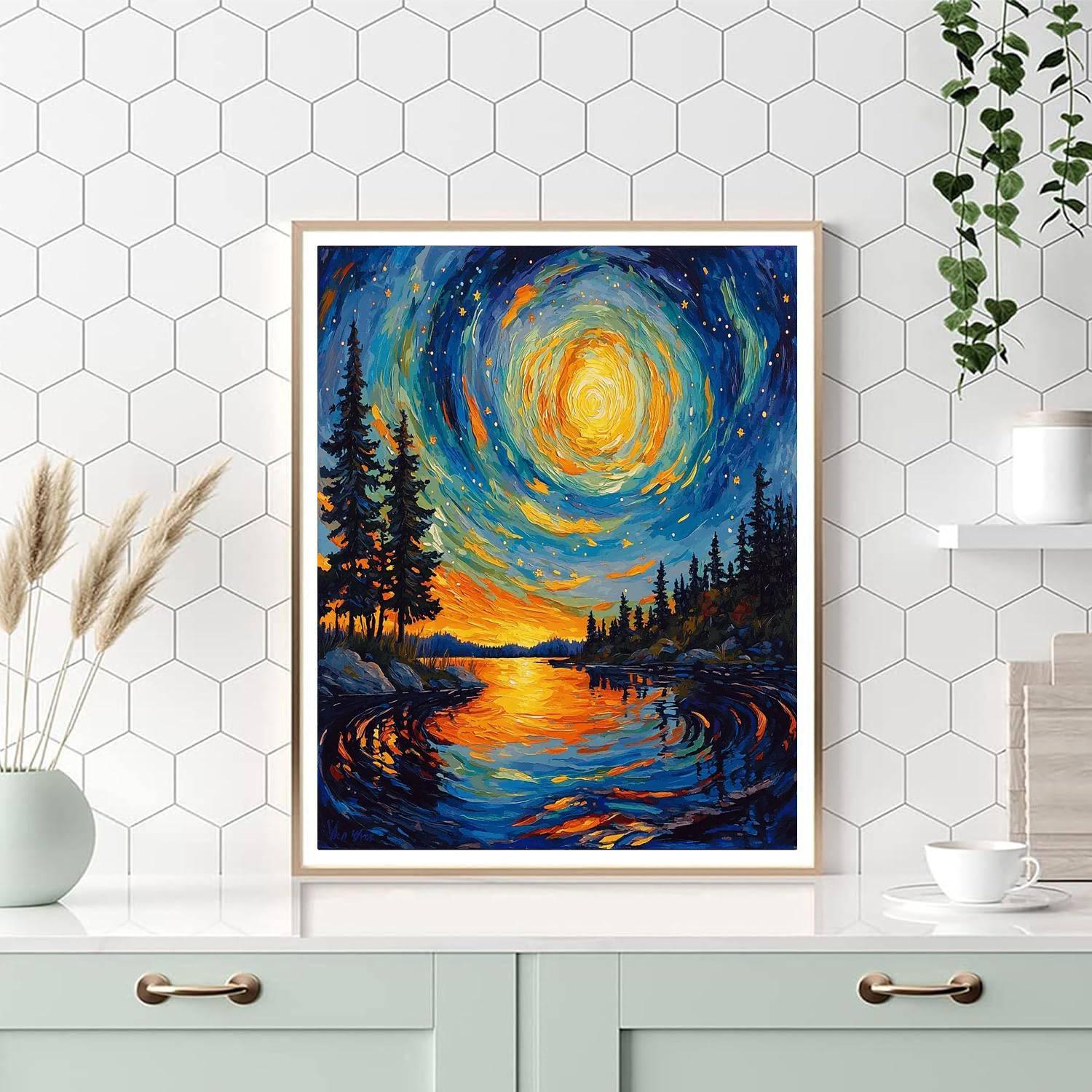 Vincent Van Gogh Inspired Van Gogh's Aurora Dreamscape  Numbered Painting Kits