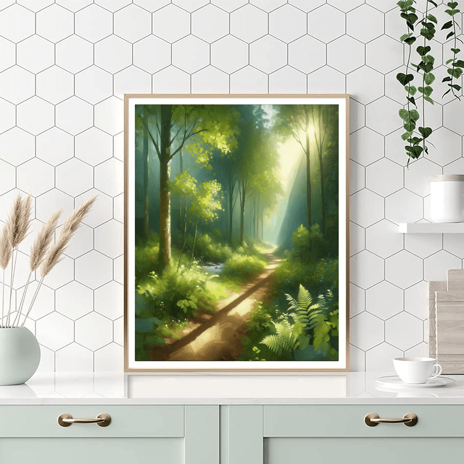 Sunlit Forest Path Paint By Color