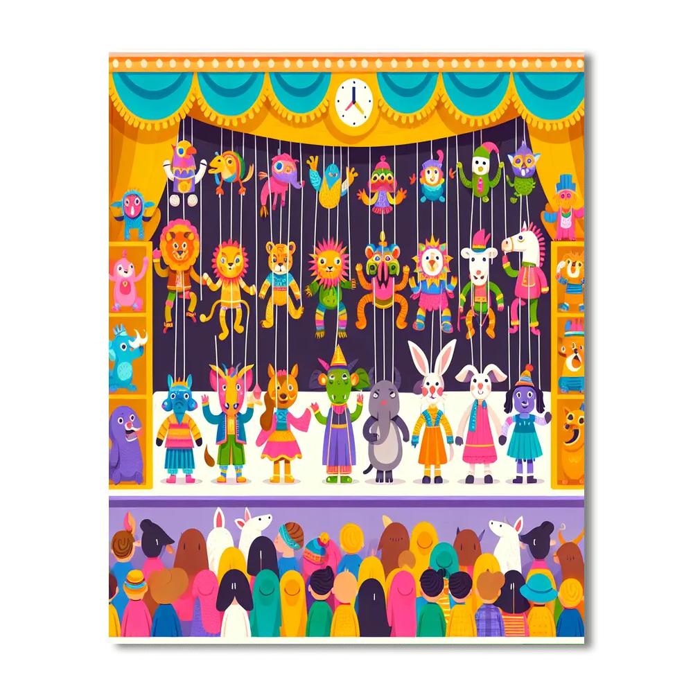 Playful Puppet Show Number Painting