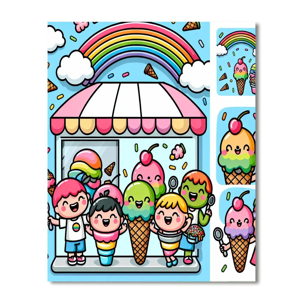 Rainbow Ice Cream Shop DIY Paint By Numbers