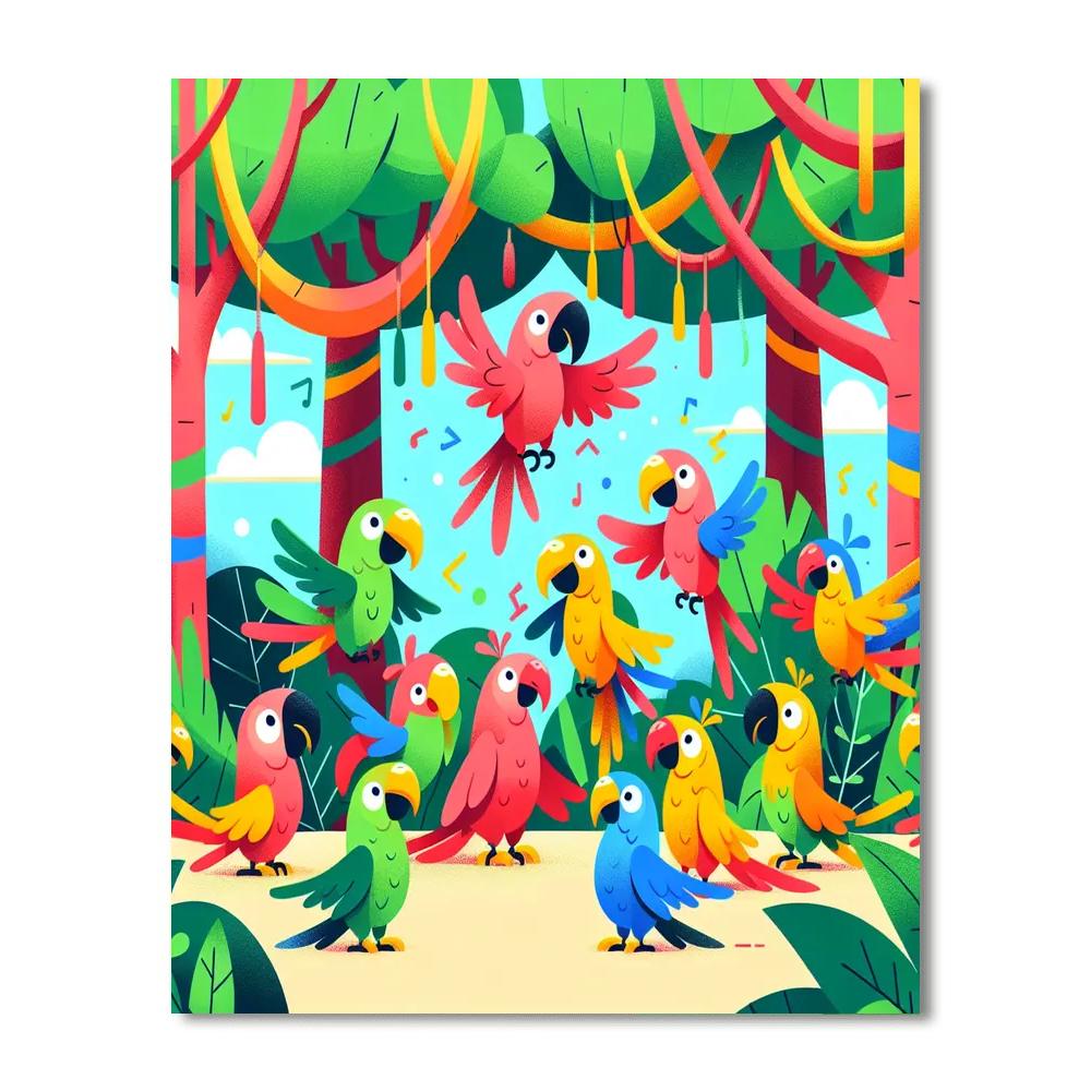 Parrot's Jungle Jamboree Paint By Numbers