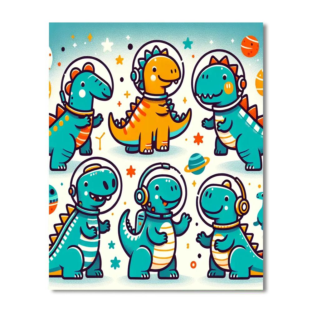 Space Dinosaur Explorers Paint By Numbers Art