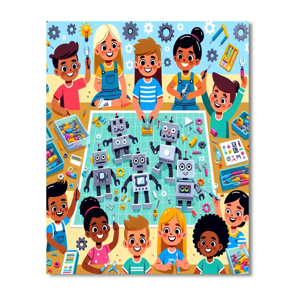 Robot Friends Workshop Paint By Numbers