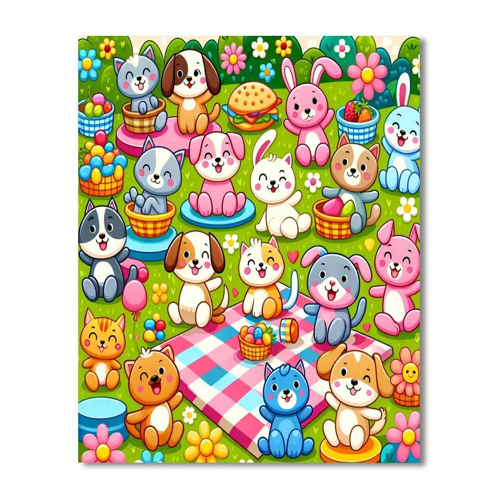 Animal Friends In The Park Numbered Painting Kits