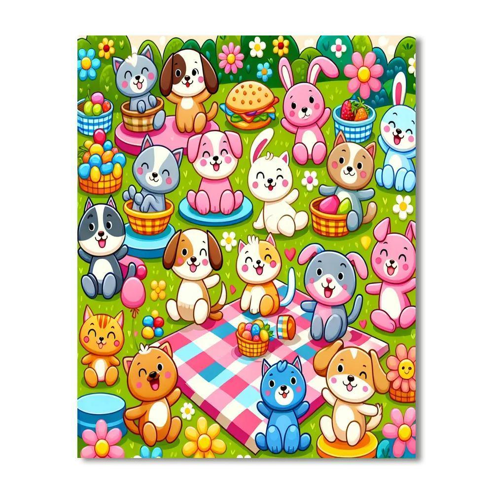 Animal Friends In The Park Numbered Painting Kits