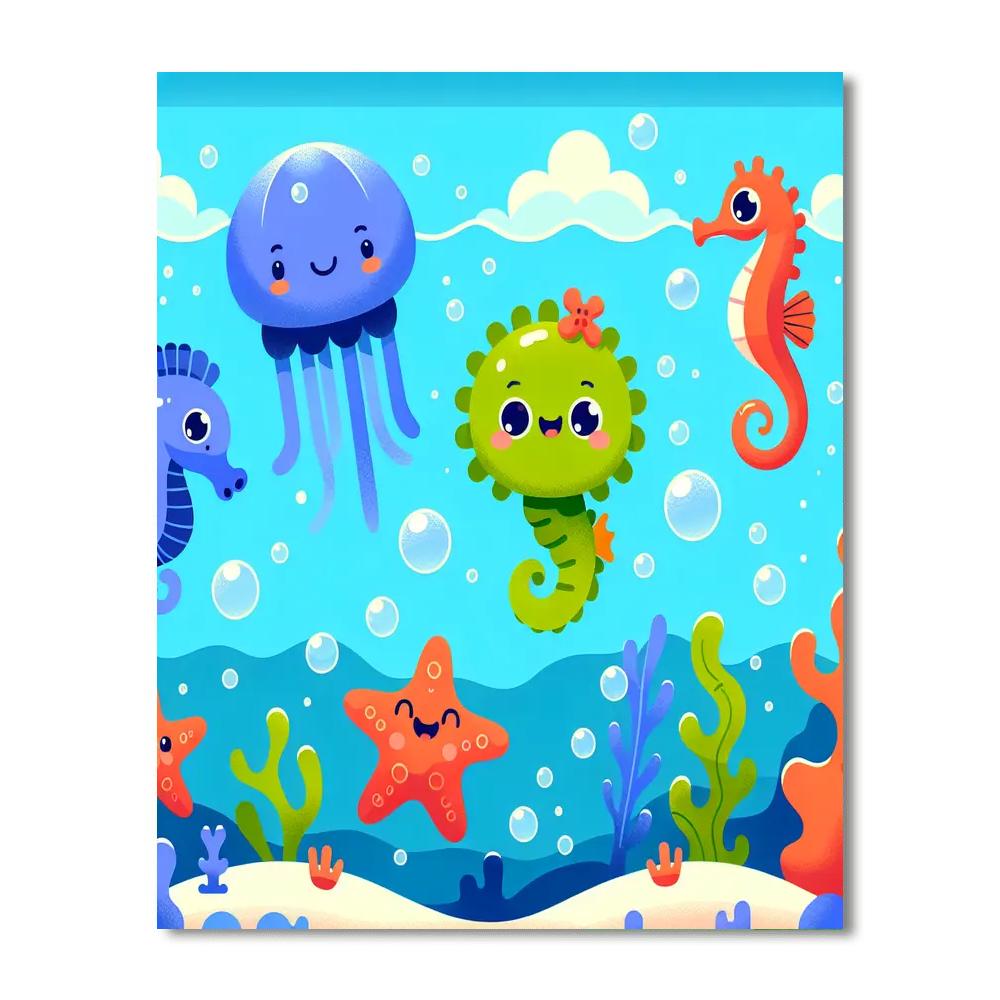 Curious Sea Creatures Paint By Numbers Art