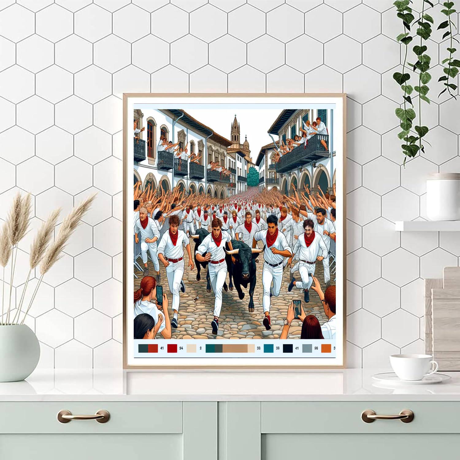 Día De San Fermín - Pamplona, Spain Painting Number Kit