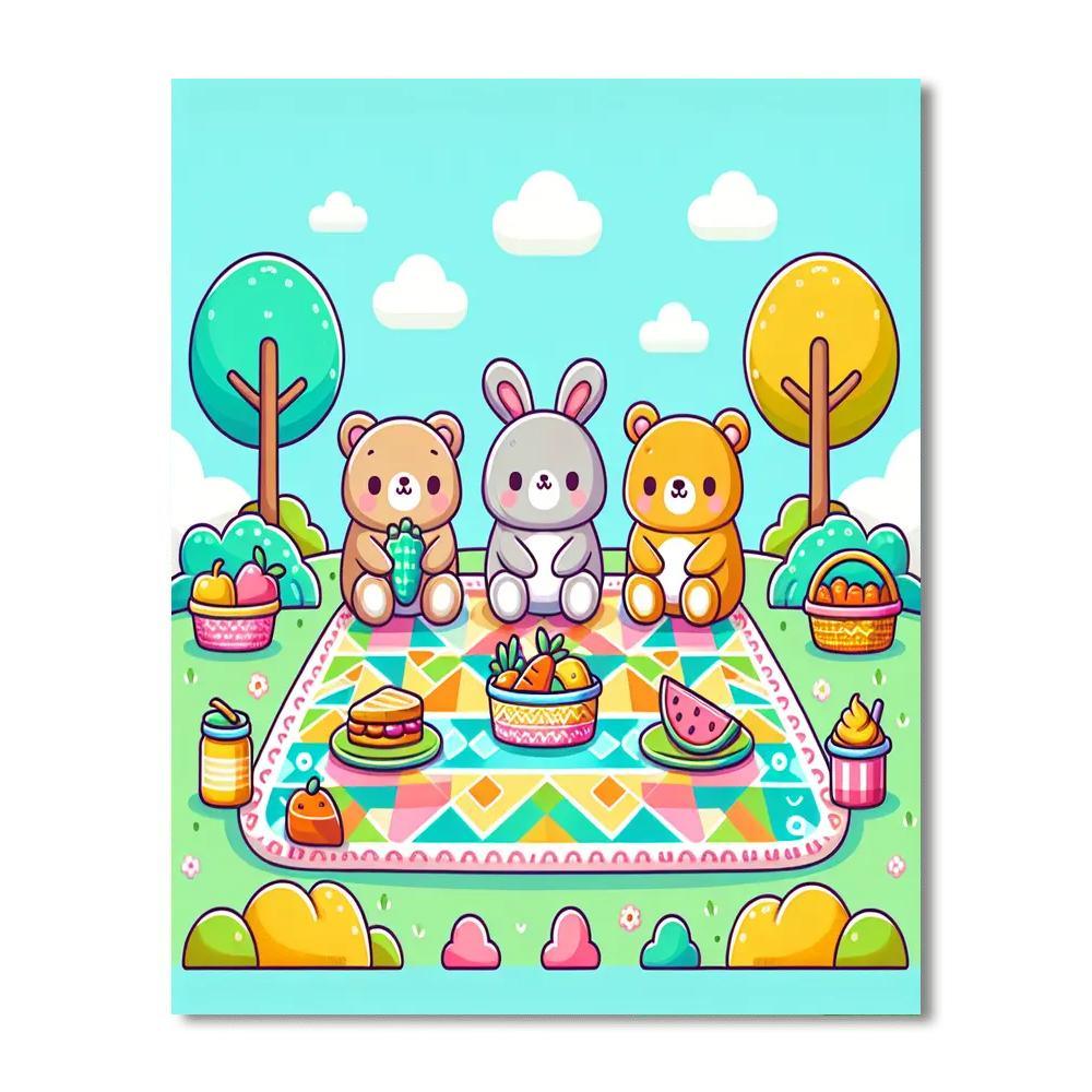 Animal Friends' Picnic Painting By Numbers Kit