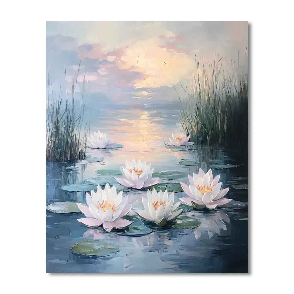 Monet Inspired Water Lilies In Dawn Light  Paint By Numbers