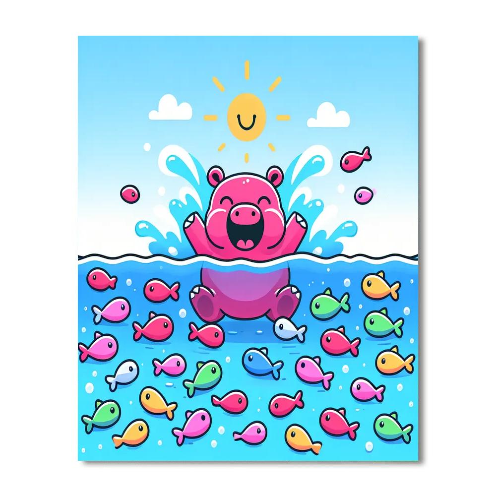 Jolly Hippo Number Painting