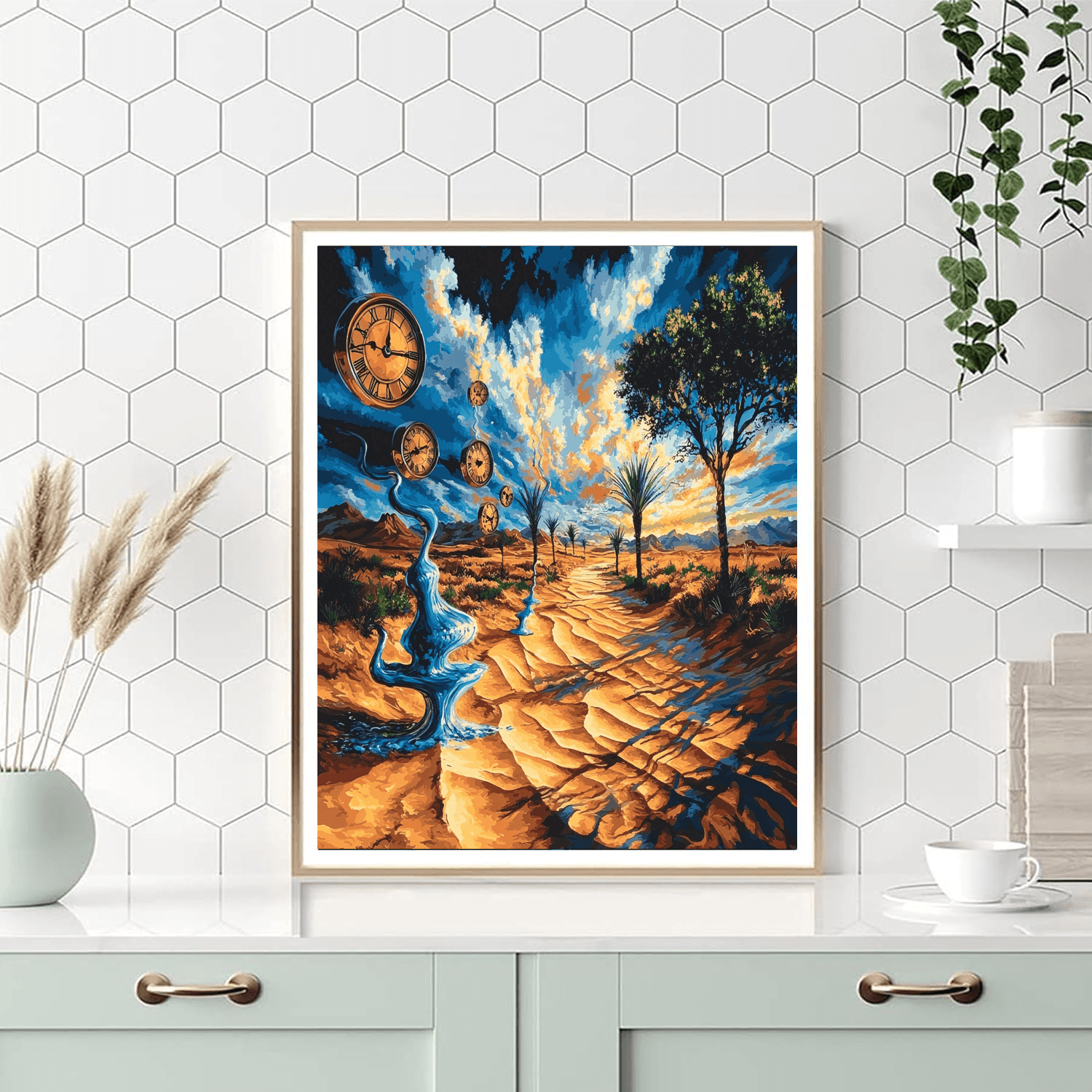 Salvador Dali Inspired Dali's Surreal Desert Mirage  Paint By Numbers Art