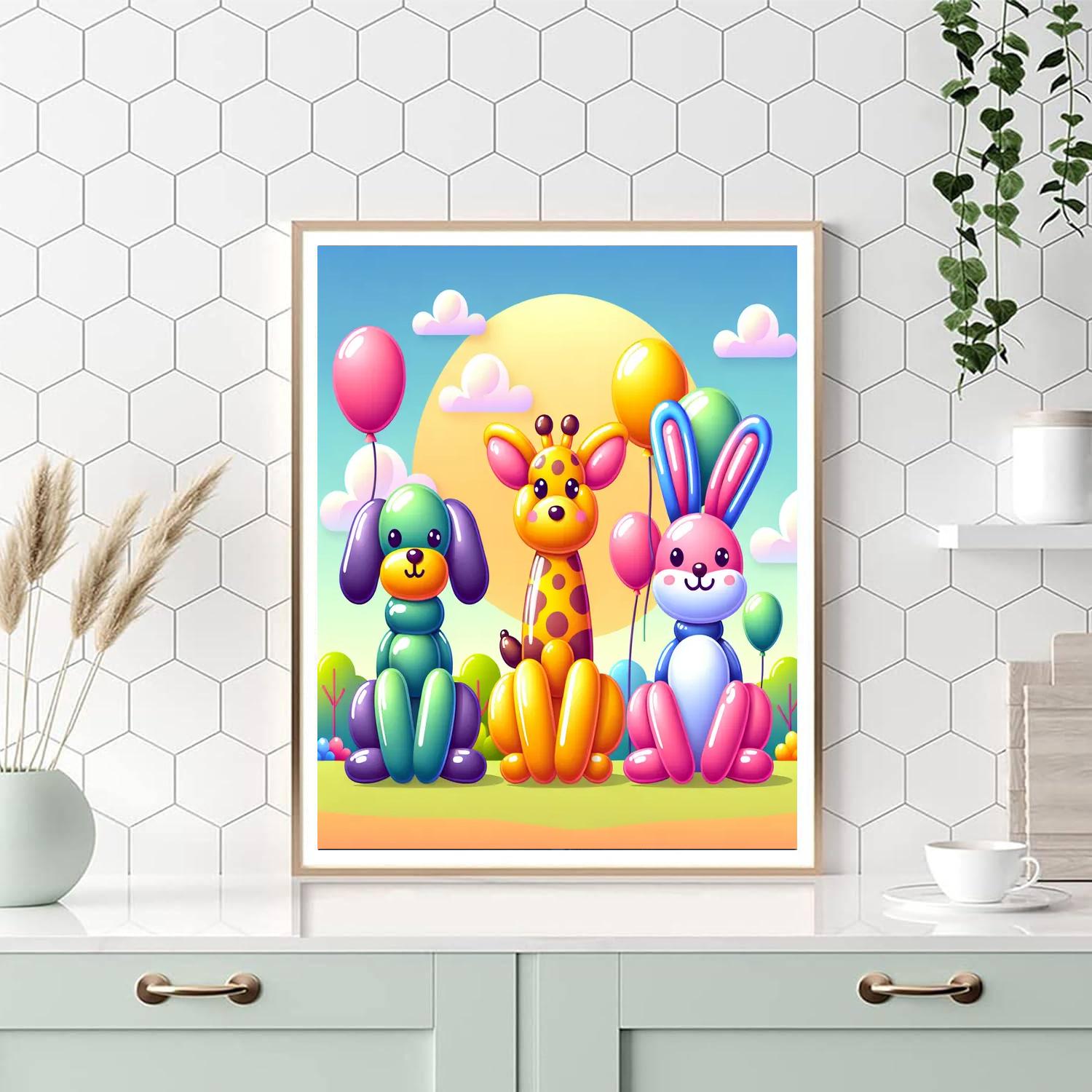 Cheerful Balloon Animals Paint By Numbers Art